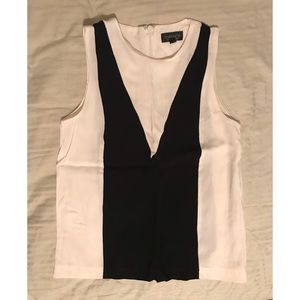 Topshop Black & White Top, Sz 2, EUC